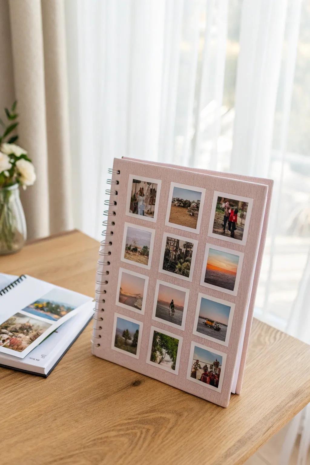 Capture your memories in style with a personalized photo collage notebook cover.