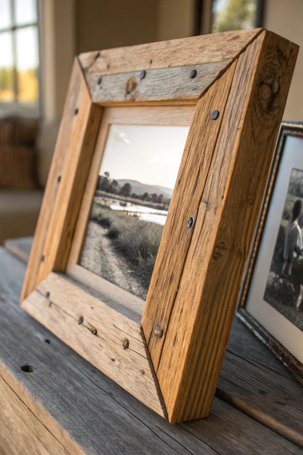 Capture memories with rustic elegance: handcrafted picture frames from reclaimed fence wood.
