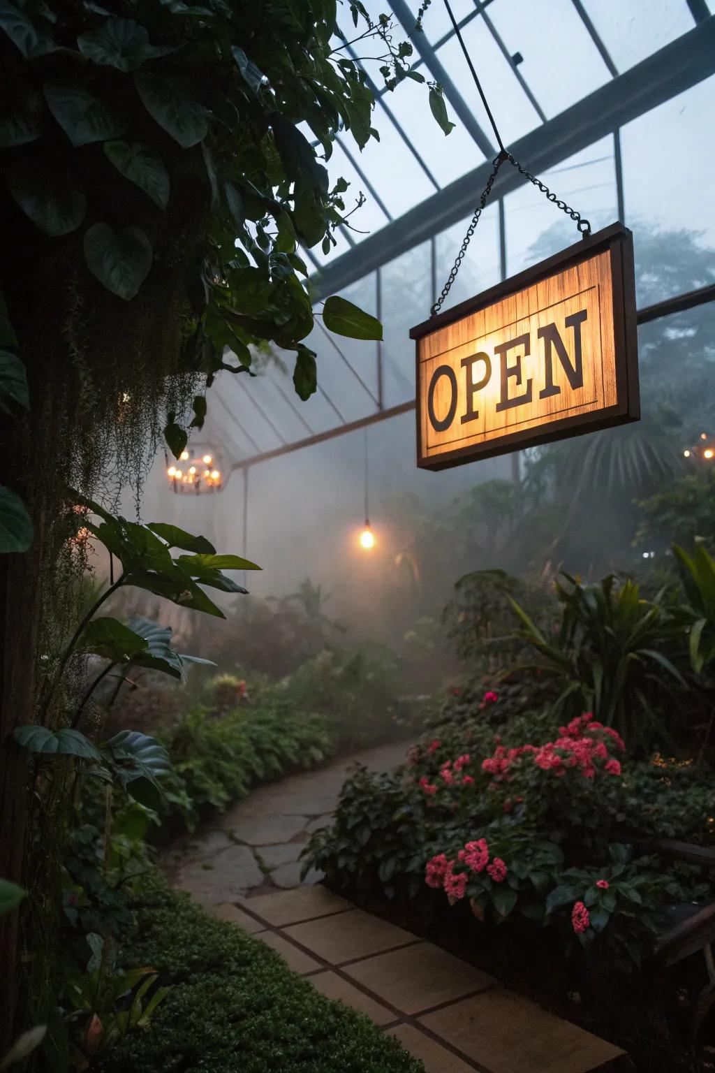 Add a touch of magic with a floating illuminated sign.