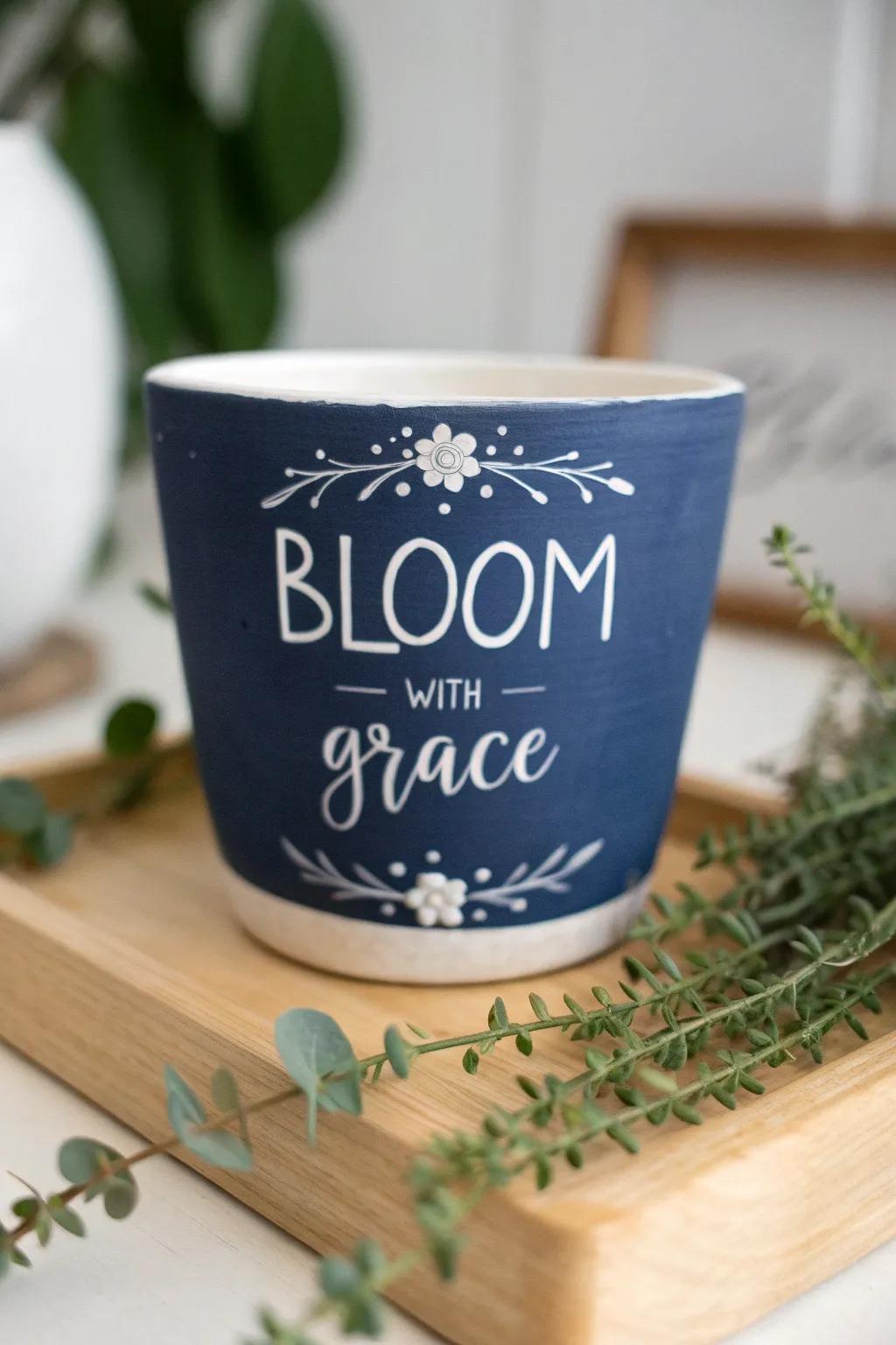 Add a personal touch to your garden with custom messages on handcrafted pots. #PlantLove #MinimalistDesign