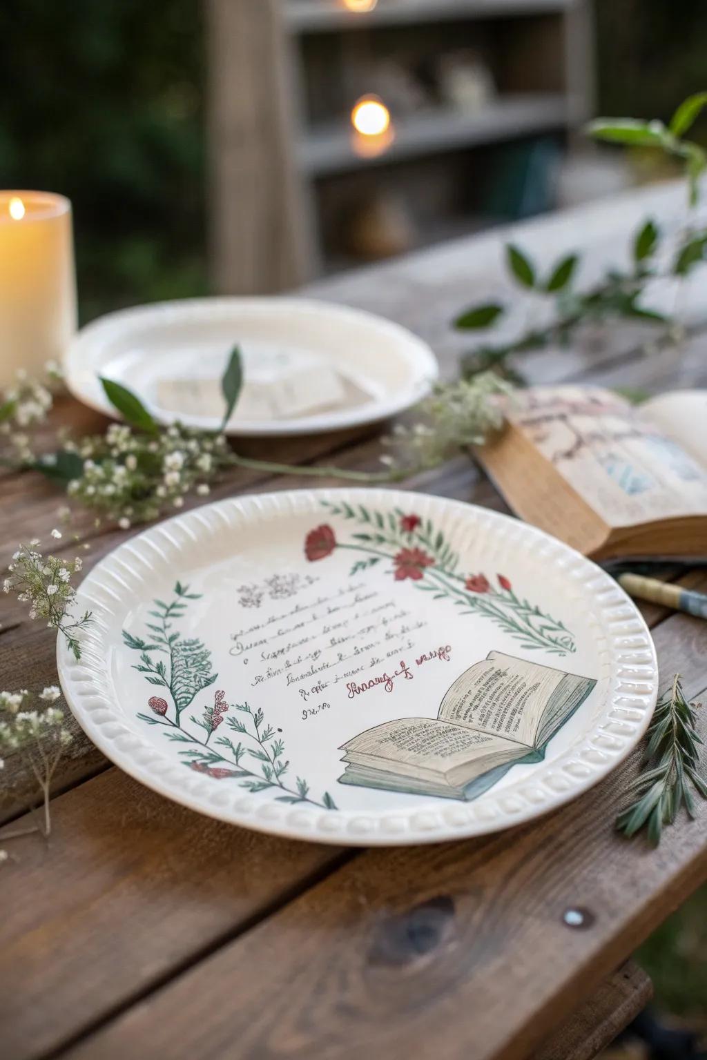 Celebrate the love of stories with this handcrafted 'Bookworm' award plate, perfect for the literary enthusiast.