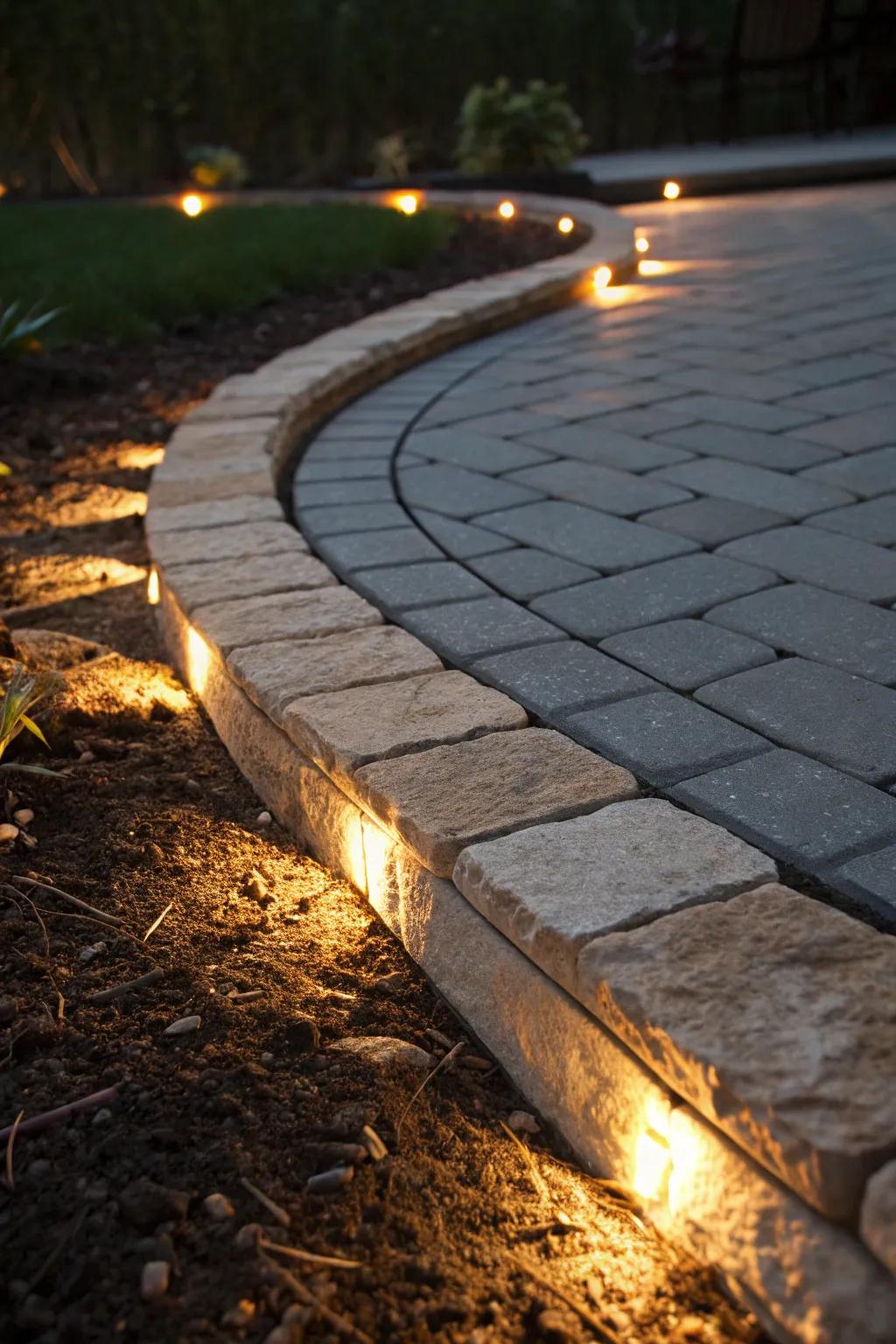 Transform your garden path with the magic of LED-lit paver borders.