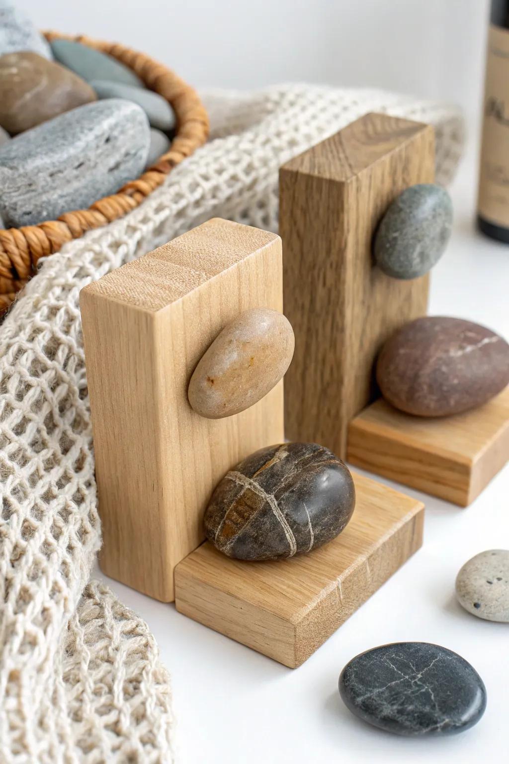Bring nature into your home with these elegant pebble bookends that marry minimalism with a touch of boho charm.