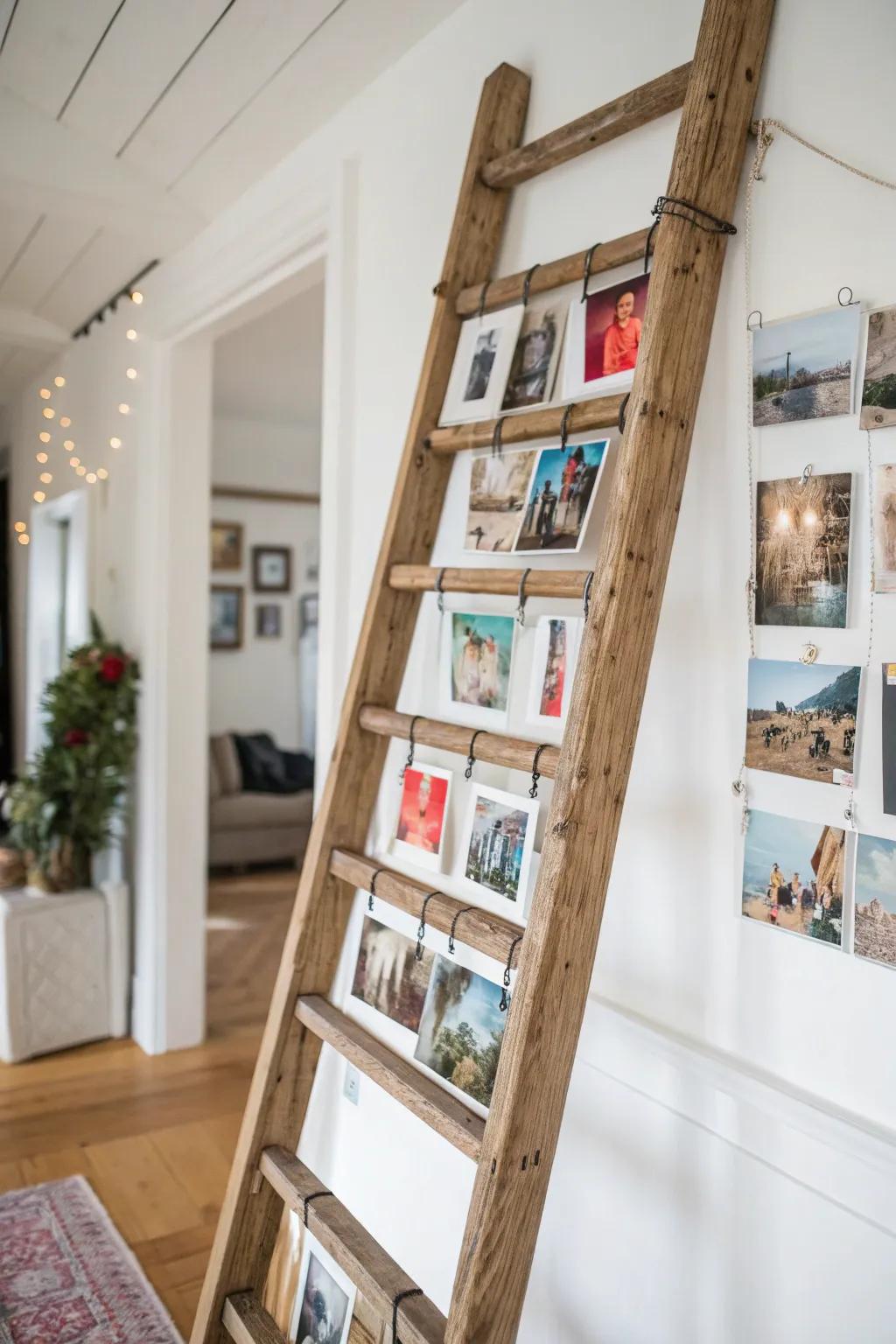 Transform memories into art with this charming ladder gallery.
