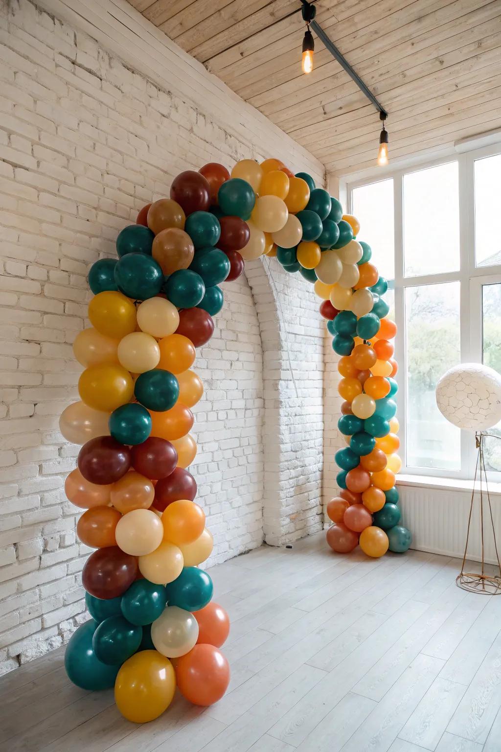 Elevate your celebrations with a stunning balloon arch that combines bold colors and minimalist elegance.