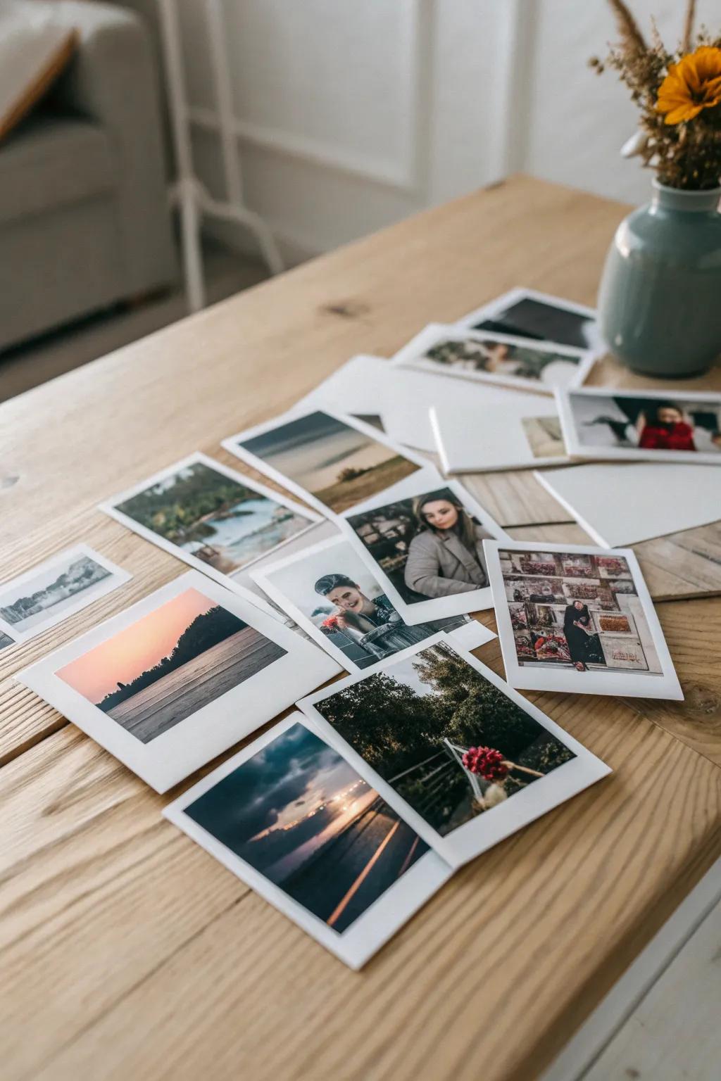 Discover the beauty in organized chaos with an eclectic photo pile – a minimalist's delight with a boho twist.
