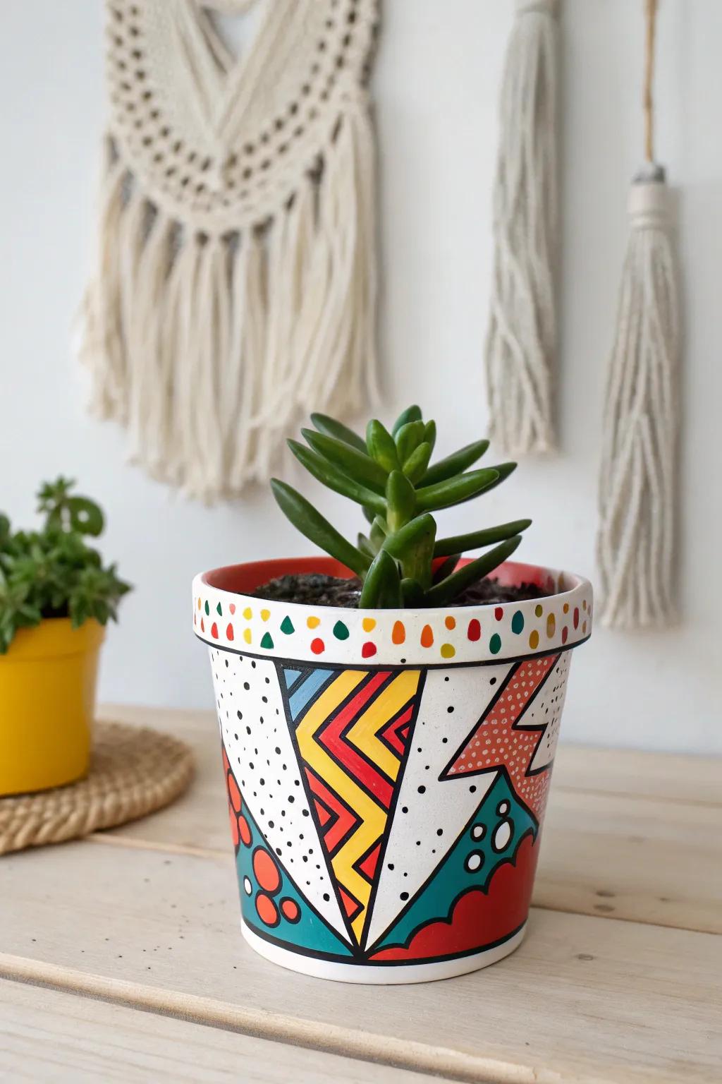 Add a splash of color and creativity to your space with pop art-inspired plant pots!