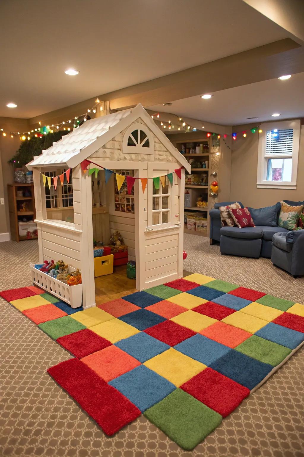 Carpet tiles add warmth and comfort to indoor play spaces.