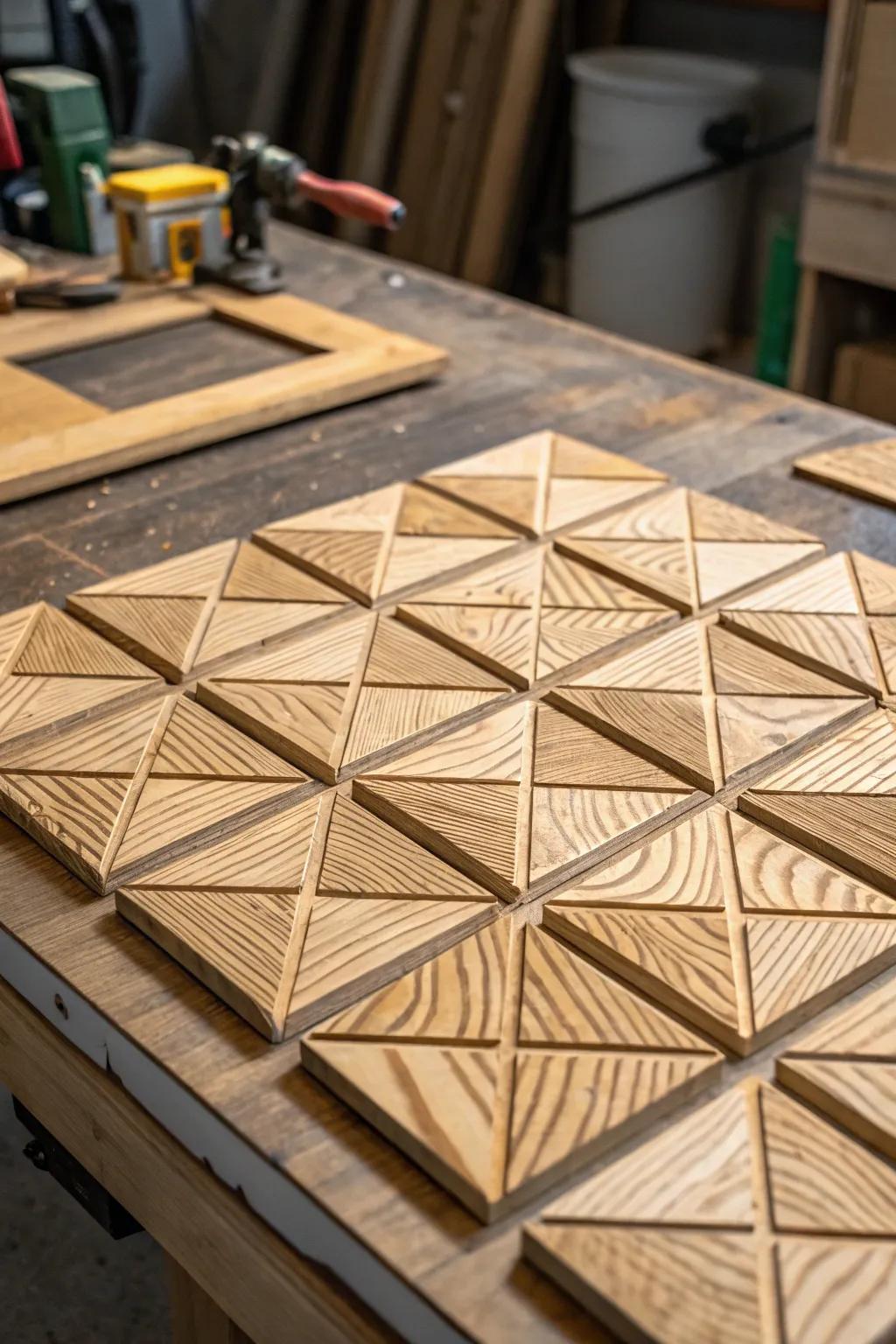 Transform your shed with modular plywood tiles – the perfect blend of craftsmanship and flexibility.