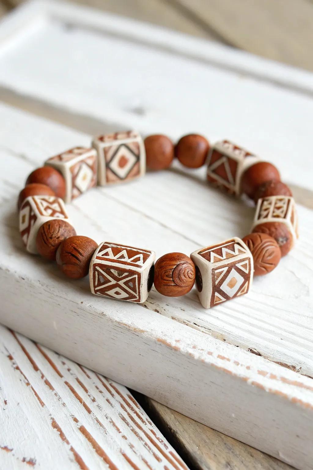 Elevate your style with this geometric clay bead bracelet, the perfect blend of bold design and minimalist elegance.