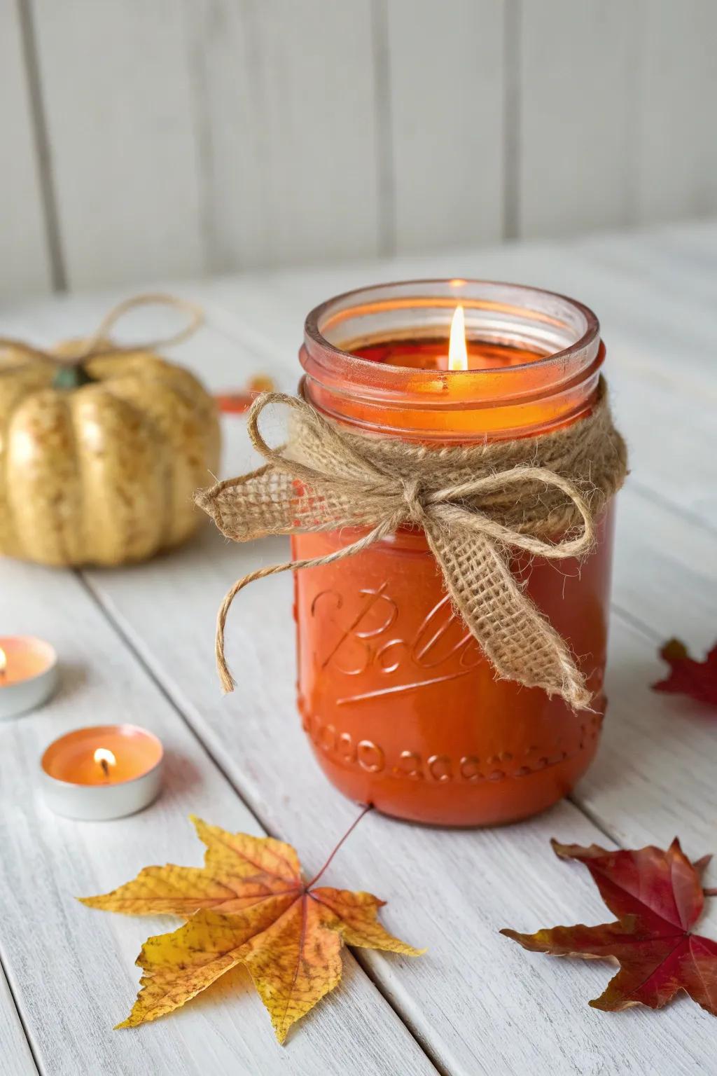 Illuminate your autumn nights with a handcrafted Mason Jar Pumpkin Luminary. 🍂✨