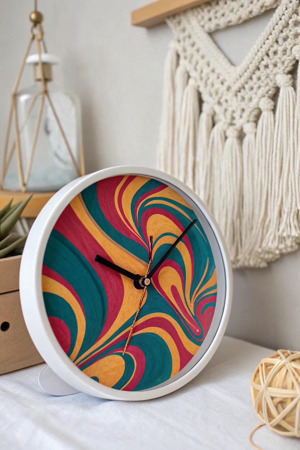 Add a pop of retro charm with this vibrant resin clock, a perfect blend of bold colors and minimalist elegance.