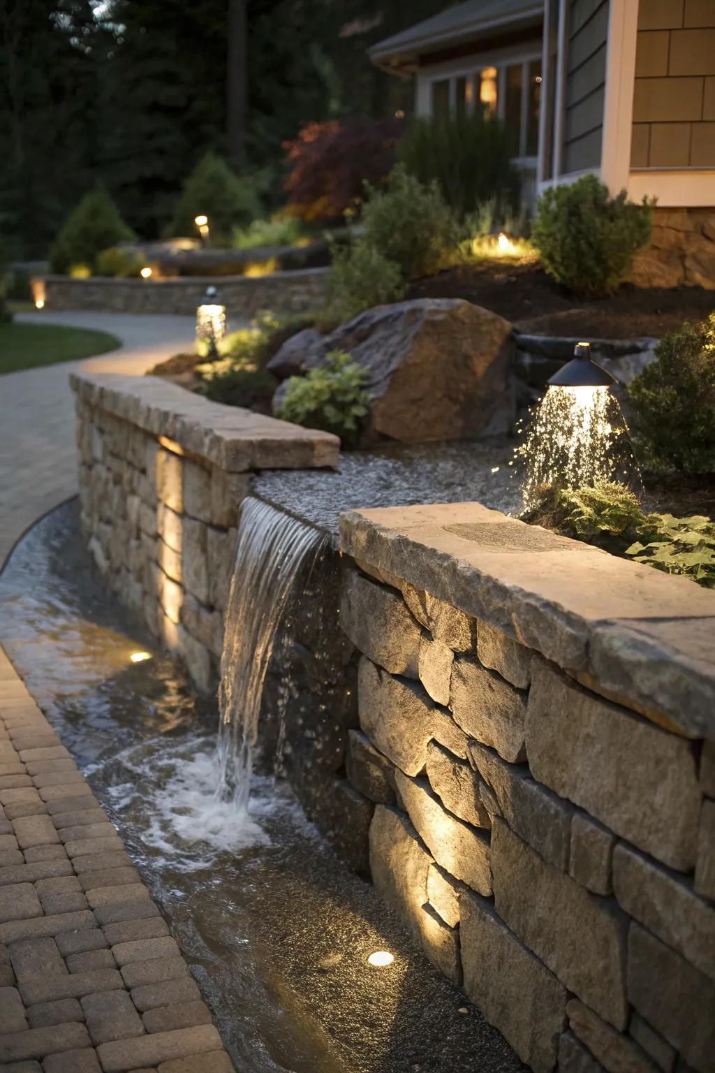 Transform your space with the calming presence of a beautifully crafted waterfall feature.
