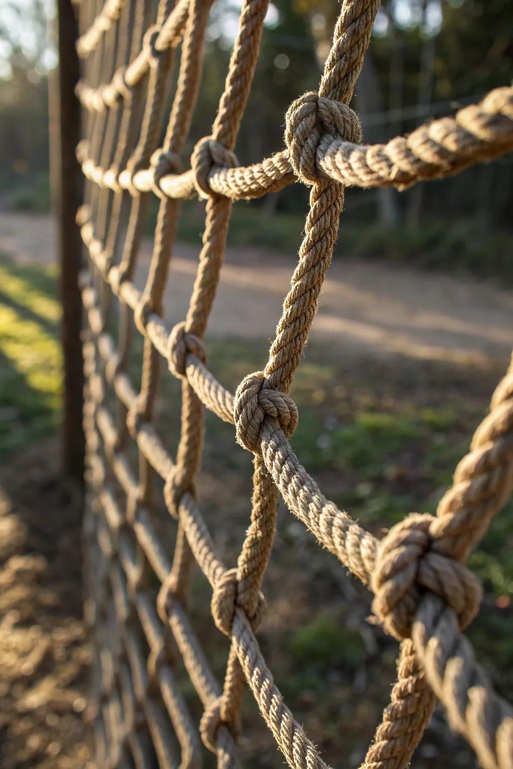 Elevate your outdoor space with a handcrafted rope fence for style and privacy.