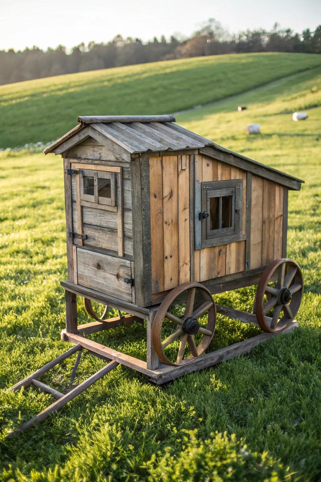 Freedom on Wheels: A handcrafted mobile chicken coop for the modern homesteader.