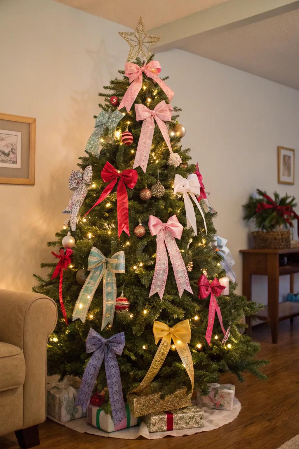Bows and ribbons offer a classic and customizable decoration option for your tree.