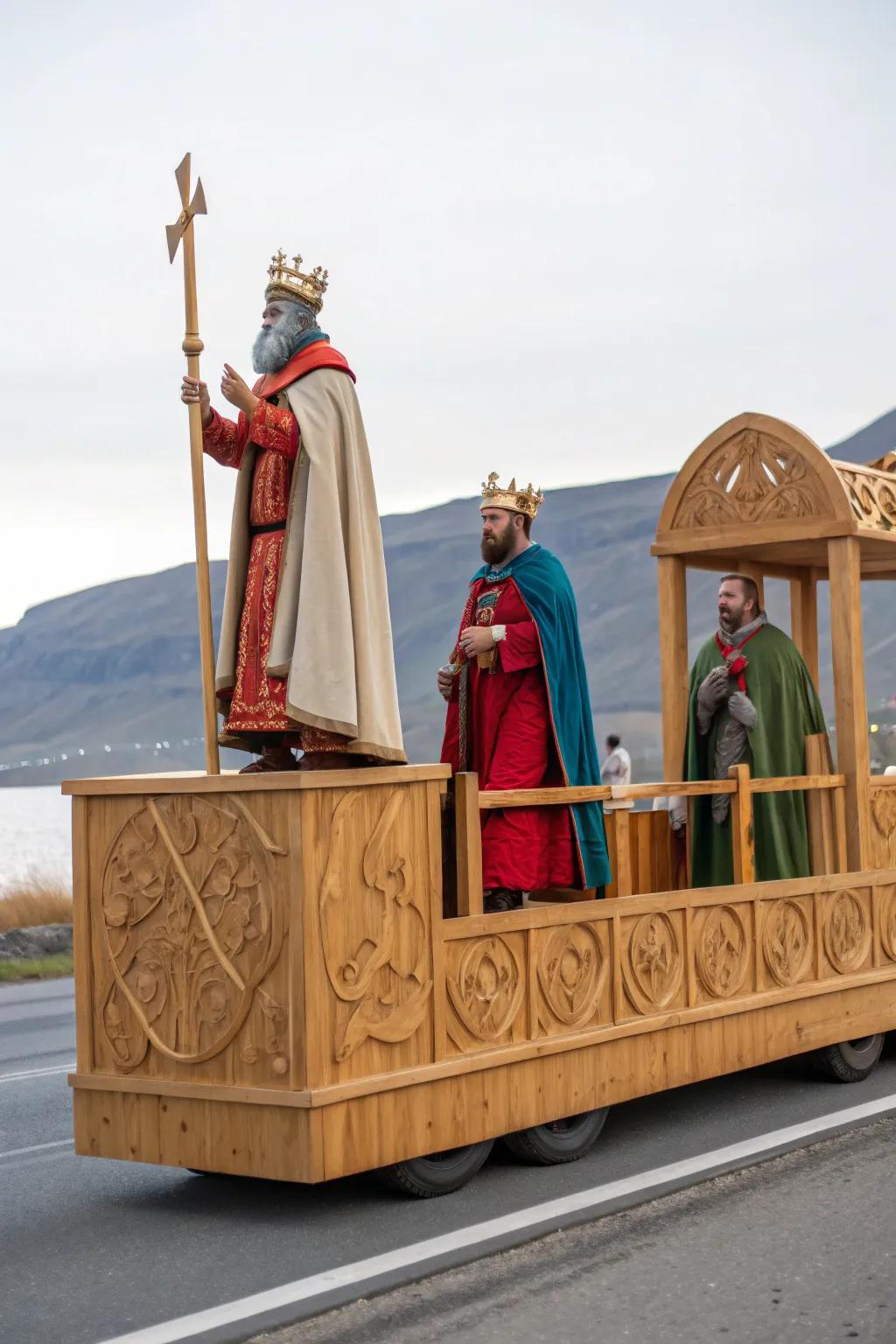 Celebrate history and craftsmanship with this stunning Parade of Saints float.