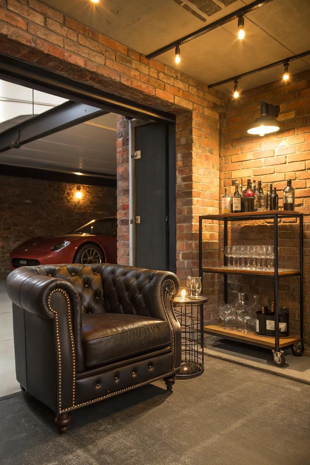 Transform your garage into the ultimate chic lounge retreat, perfect for stylish gatherings.