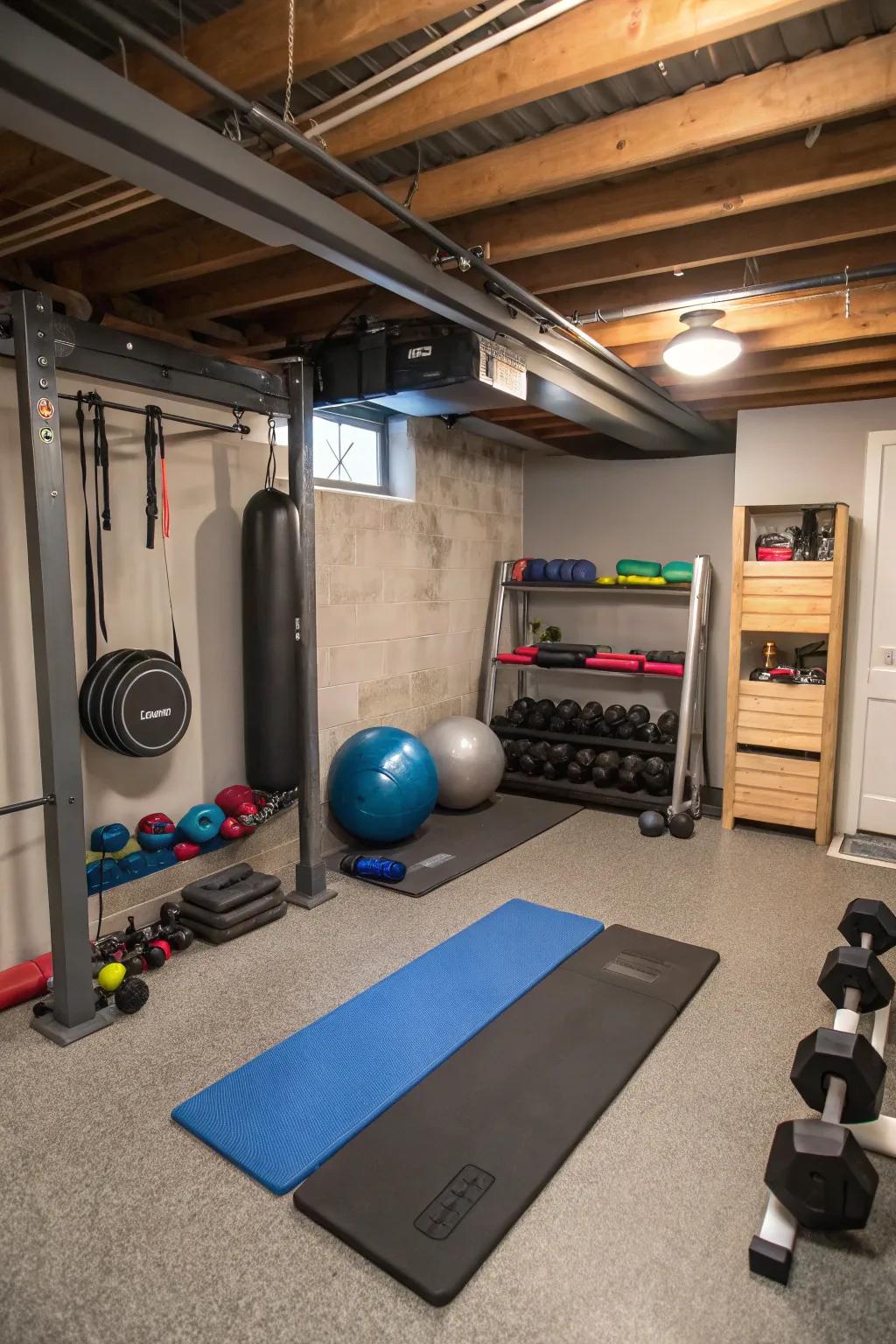 Create your own fitness haven with a basement home gym.
