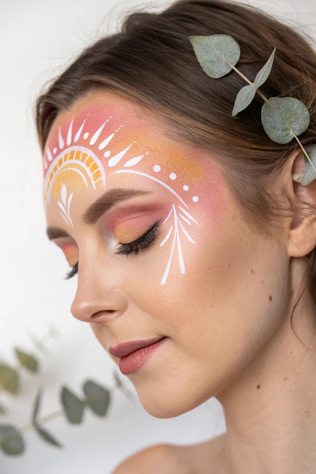 Embrace new beginnings with the serene hues of a spring sunrise painted across your forehead. #SpringBeauty #MinimalistBoho