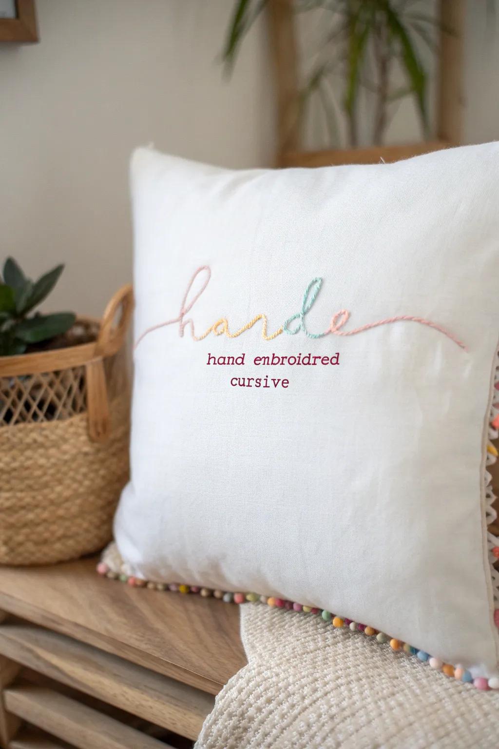 Add a personal touch with elegant name embroidery, perfect for heartfelt handmade gifts.