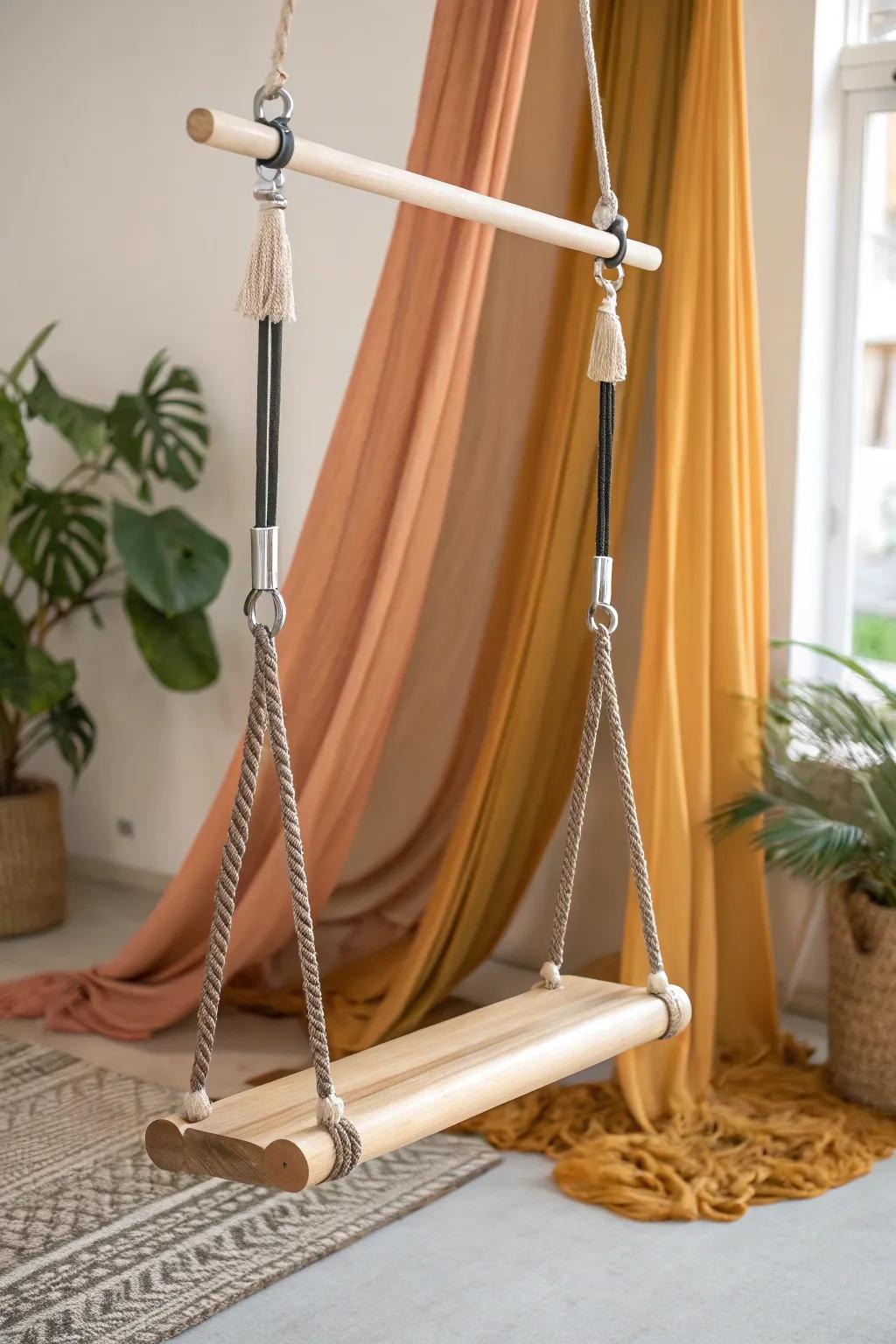 Unleash your inner gymnast with this stunning trapeze bar—where minimalist design meets bold adventure.