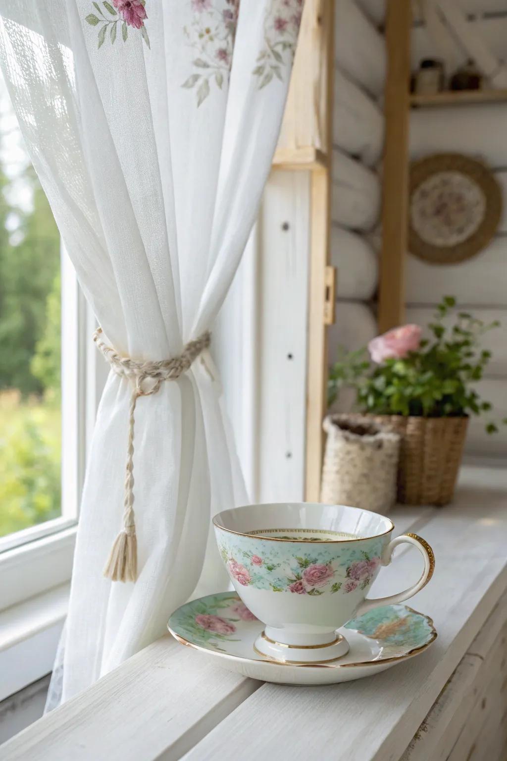 Add a whimsical charm to your decor with teacup curtain tiebacks—where simplicity meets creativity.