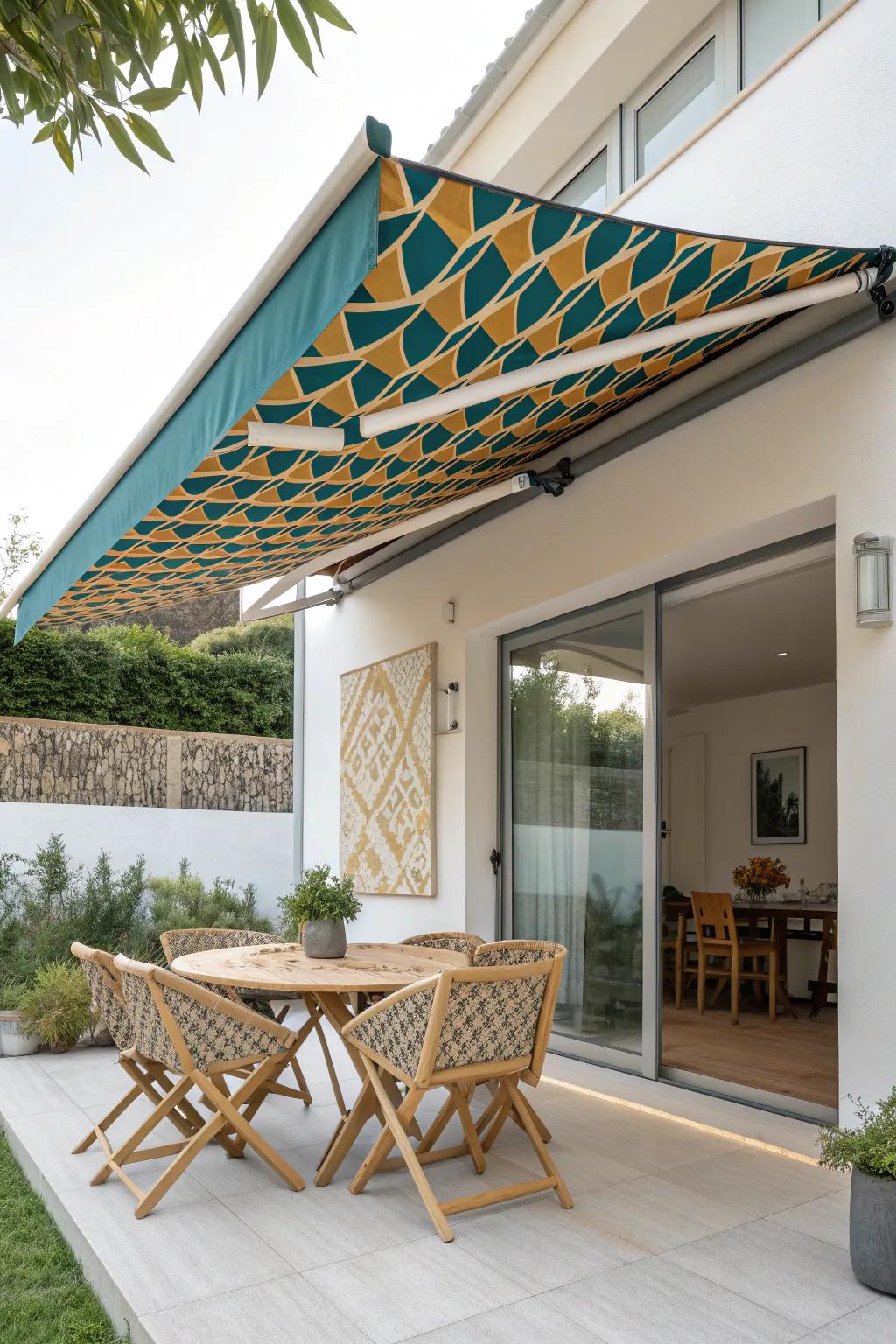 Elevate your patio experience with a stylish retractable awning that blends Scandinavian simplicity with Boho charm!