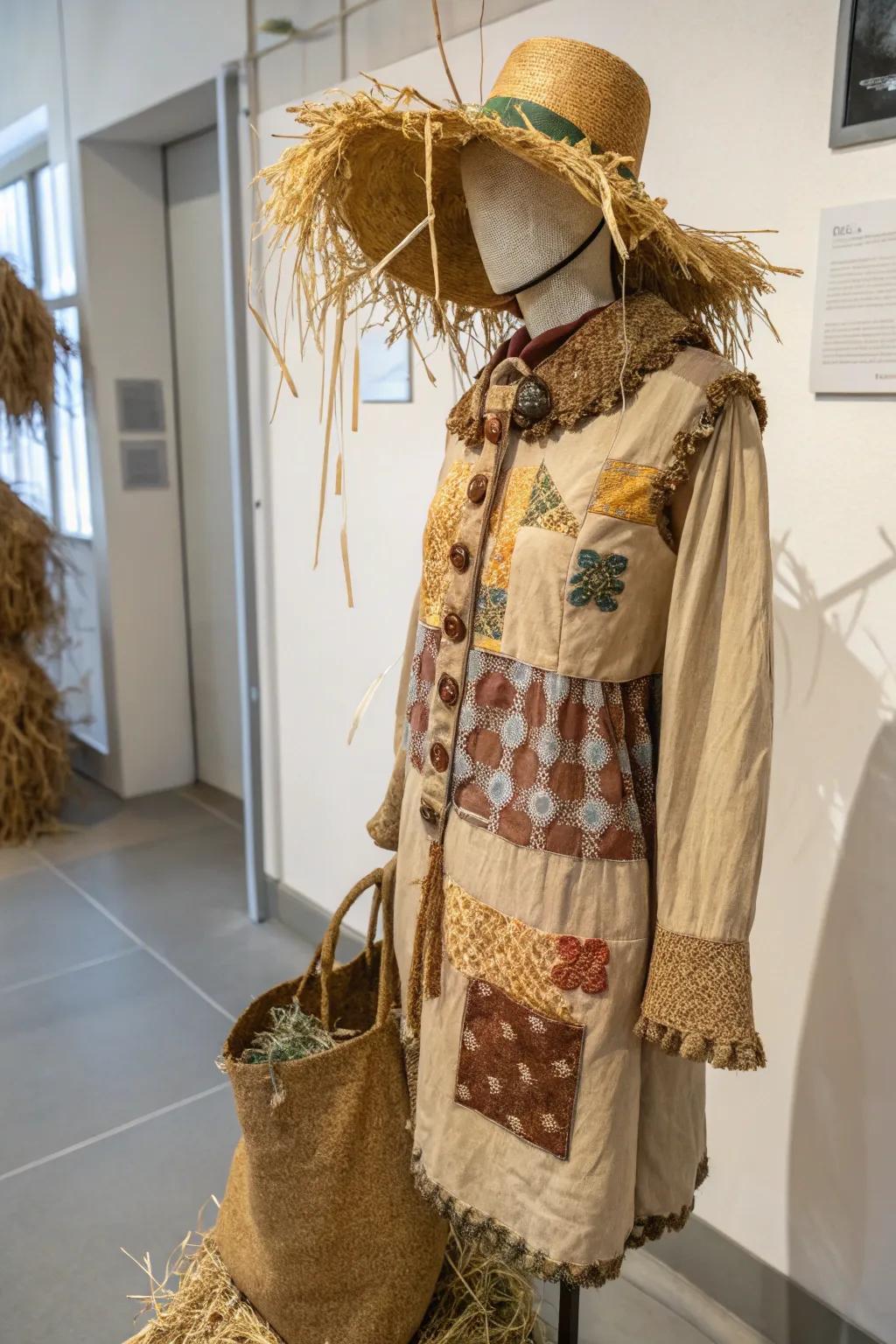 Embrace the whimsy of fall with a DIY scarecrow costume that's both chic and playful, perfect for a cozy Thanksgiving celebration.