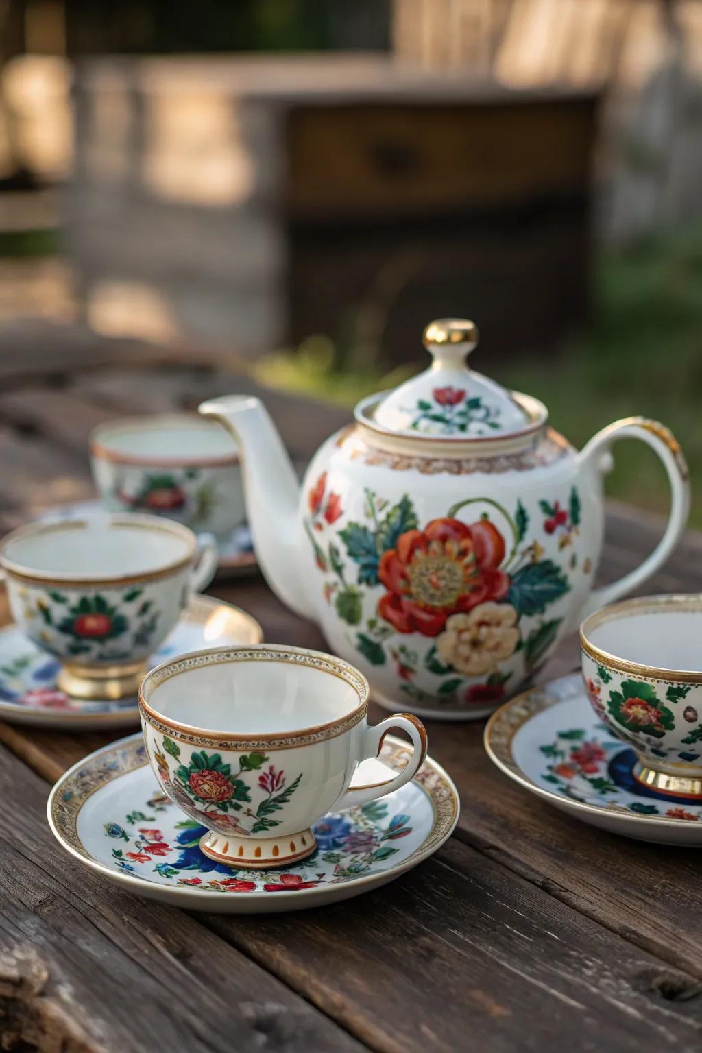 Discover the charm of vintage with this exquisite artisan tea set – the perfect gift for tea lovers seeking timeless elegance. ☕️✨ #ThriftedTreasures #TeaTimeElegance