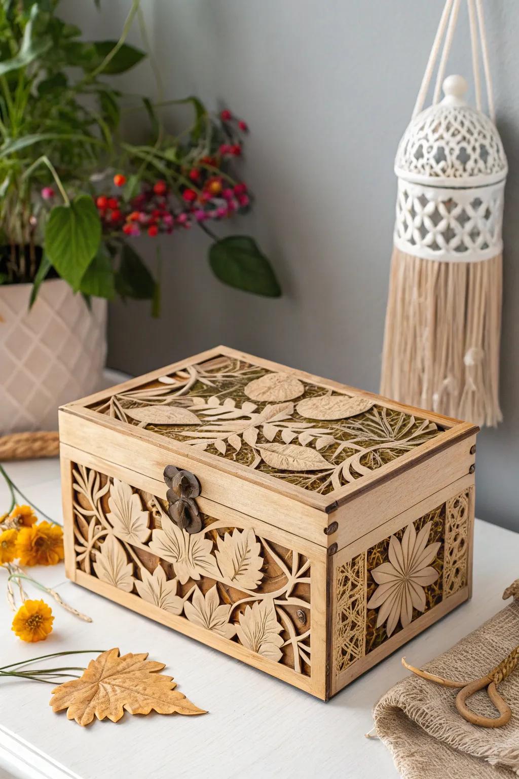 Discover the charm of seasonal creativity with this beautifully crafted treasure box. Perfect for adding a touch of nature-inspired elegance to your classroom decor.