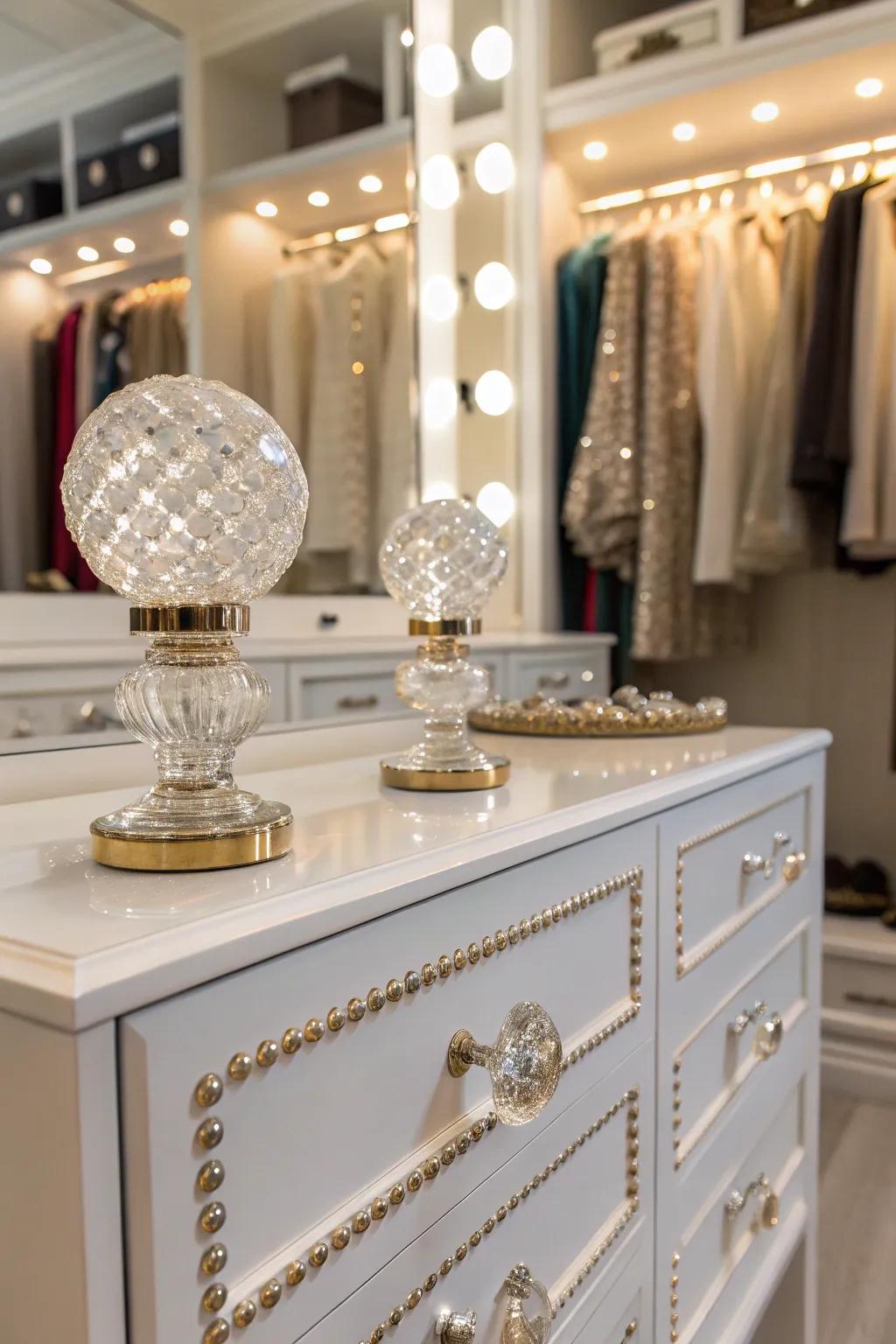 Sparkle with crystal glass knobs.