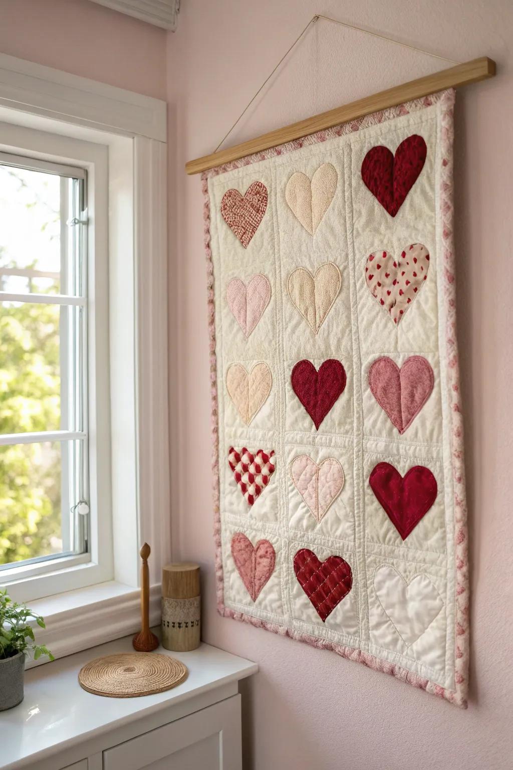 Add a touch of love to your decor with this charming mini heart quilt—perfect for Valentine’s Day or any day you want to feel cherished.
