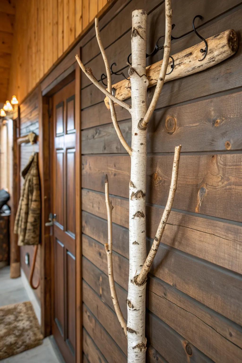 Embrace nature's elegance with handcrafted birch tree hooks for a rustic touch.