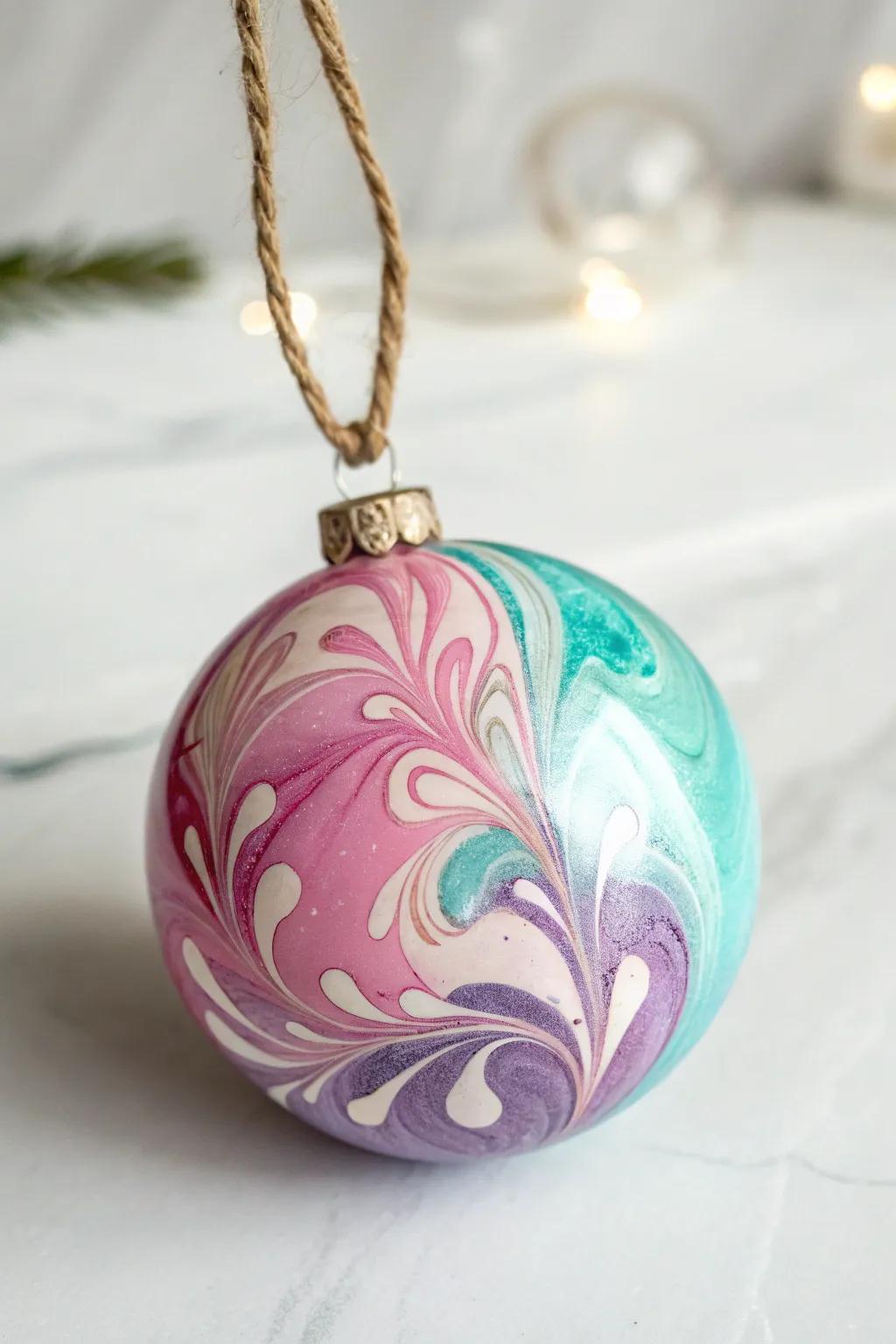 Elevate your decor with the ethereal beauty of marbled ornaments.