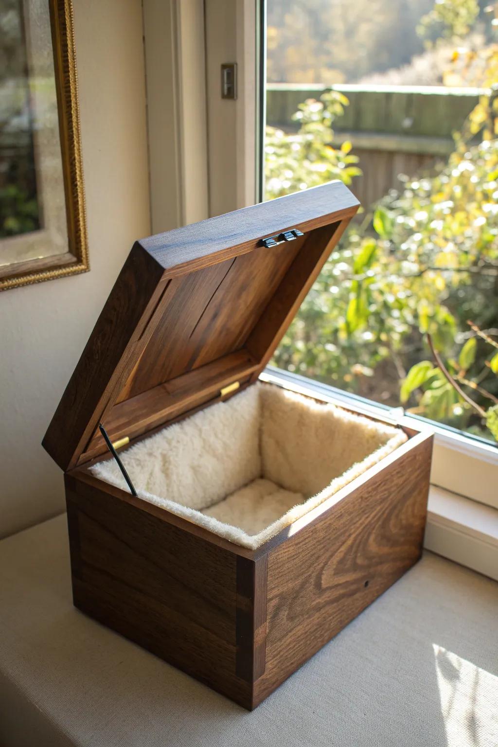 Discover the perfect feline escape with this artisanal wooden catio hideaway.