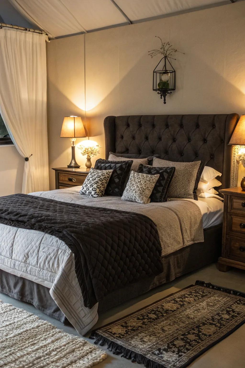 Dark tones bring a sense of intimacy and warmth.