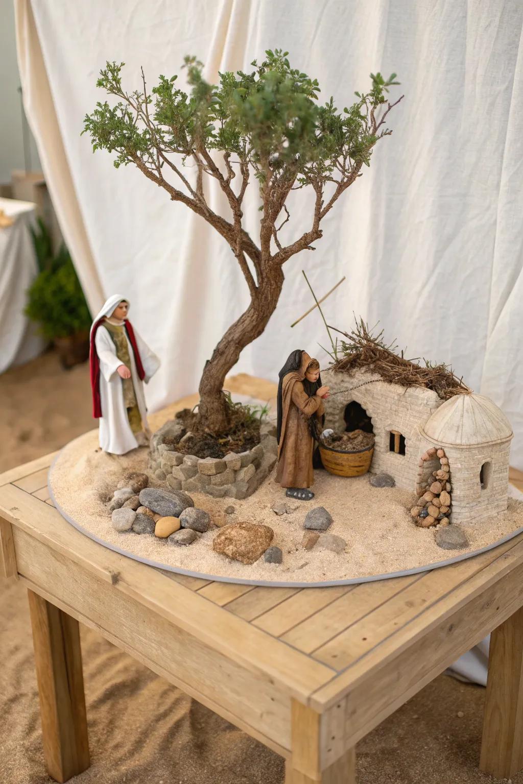 Transforming scraps into stories: Discover the beauty of simplicity with this upcycled Zacchaeus diorama, where eco-friendly meets elegance.