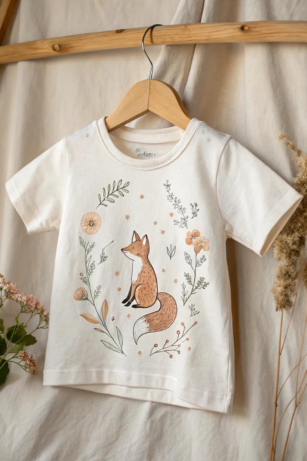 Celebrate their wild side with this enchanting fox-themed birthday shirt, where minimalist design meets a touch of boho flair.