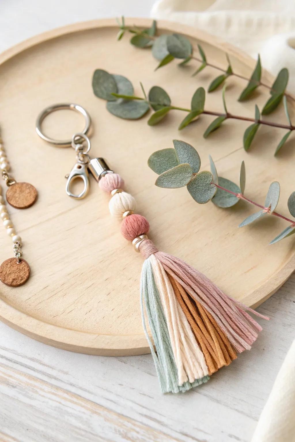 Turn your fabric scraps into charming keychains, perfect little gifts with a touch of minimalist elegance.