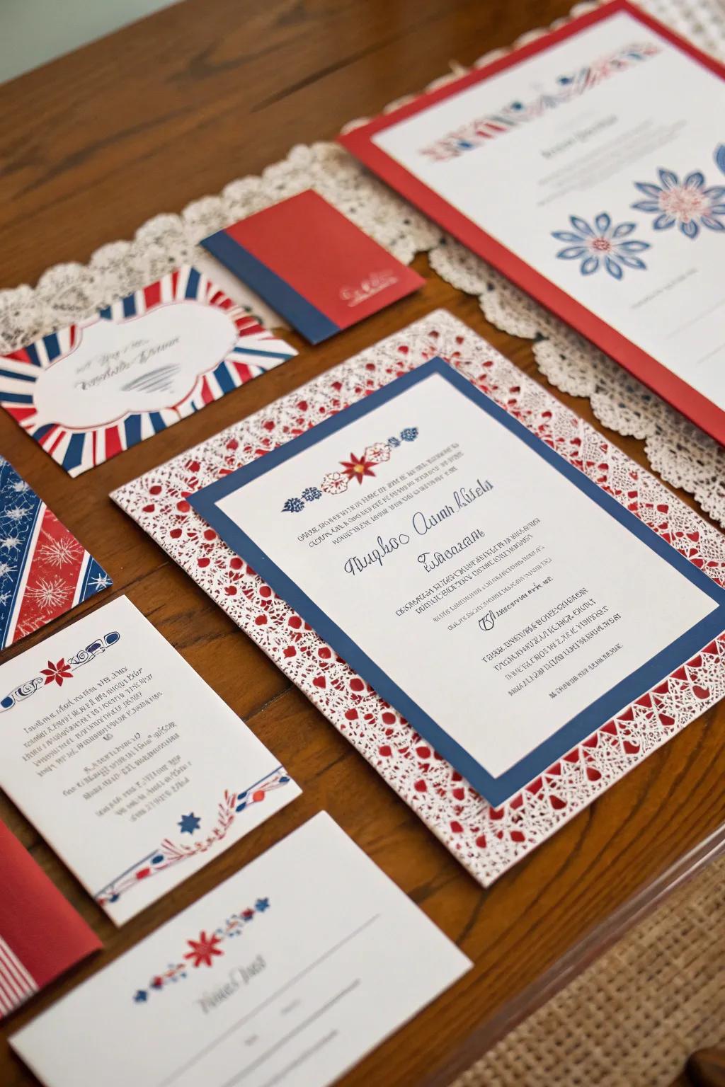 Patriotic stationery that sets the theme from the start.