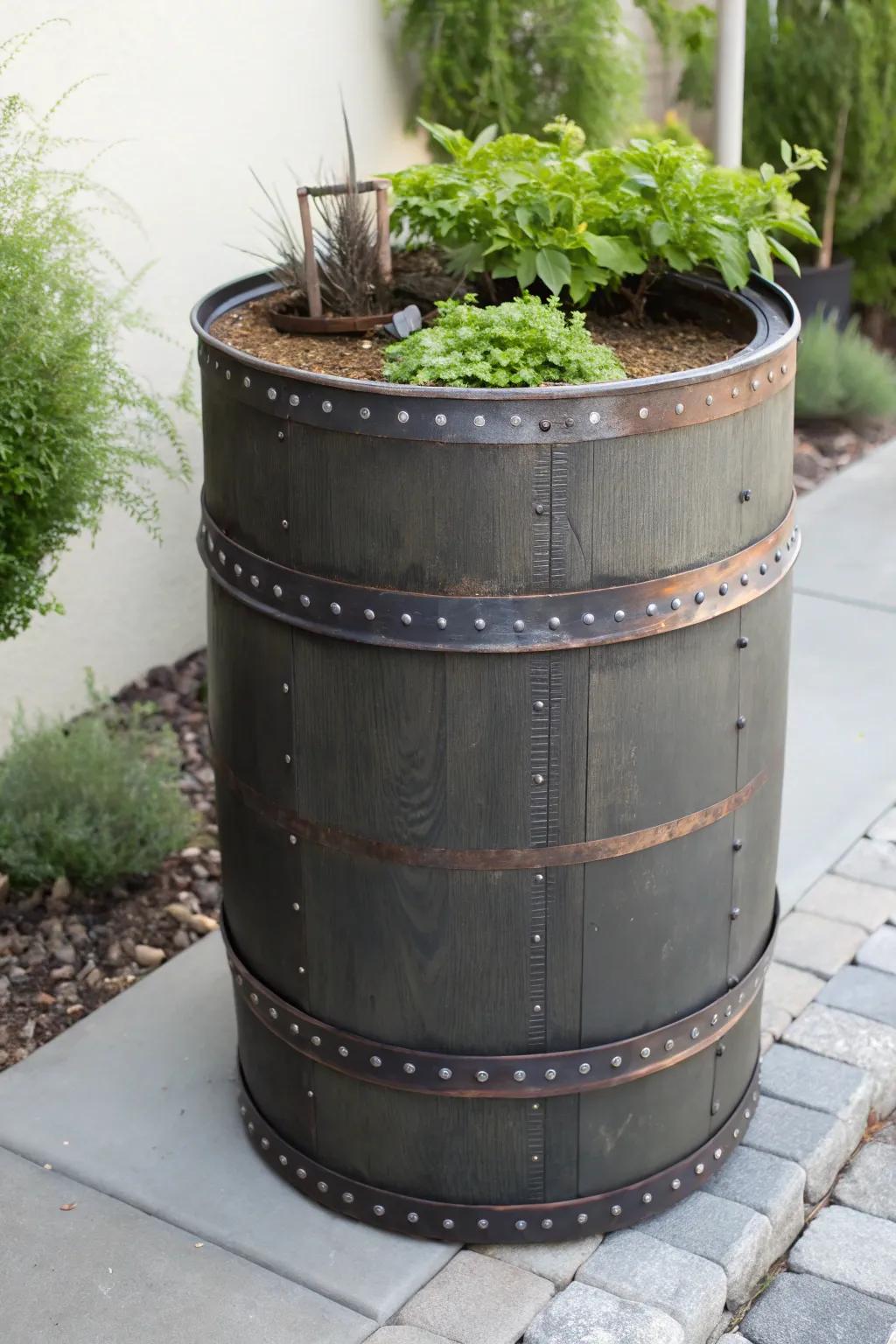 Elevate your garden space with this innovative burn barrel planter design, where craftsmanship meets nature.