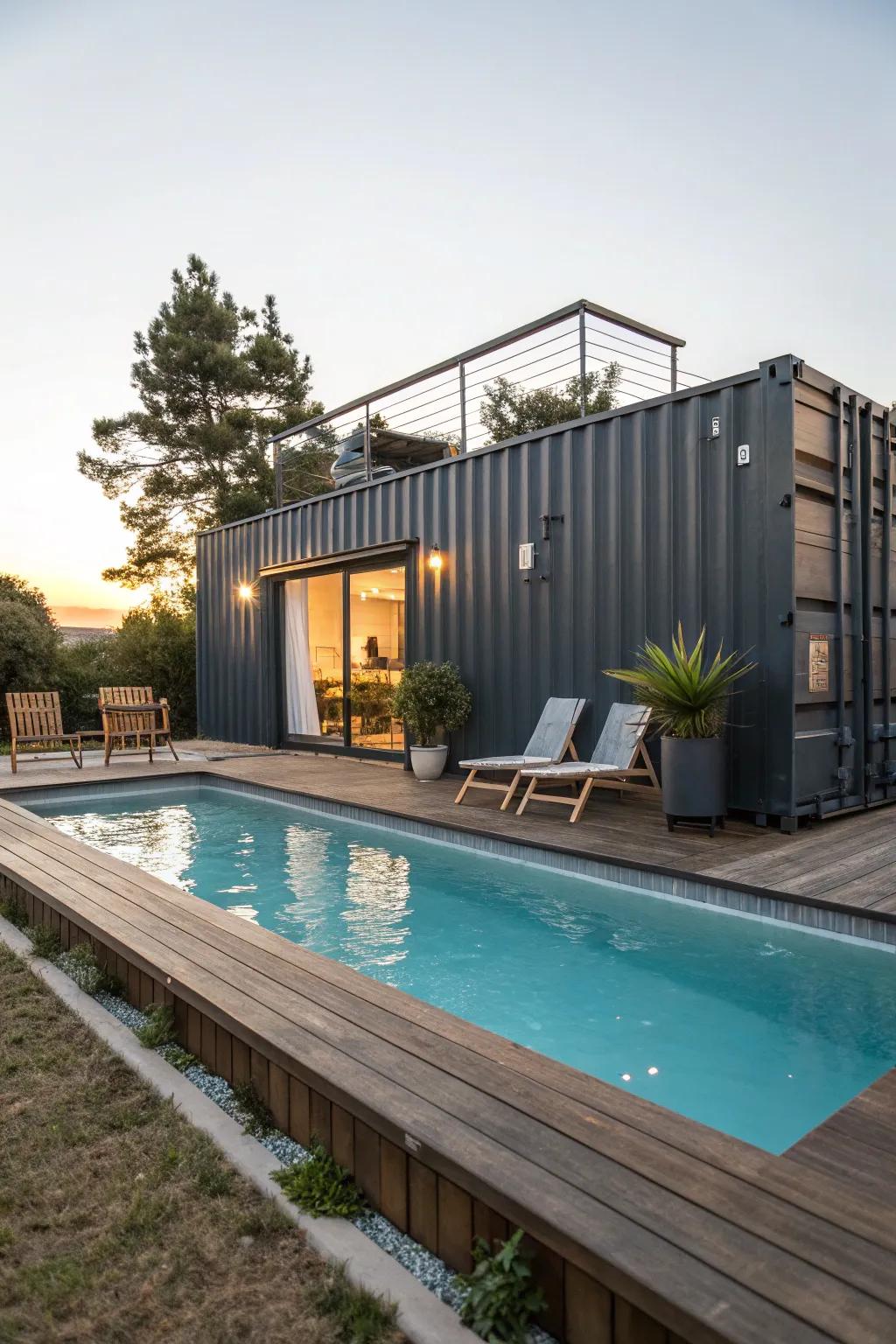 Transform old shipping containers into stunning pool decks that captivate and inspire.