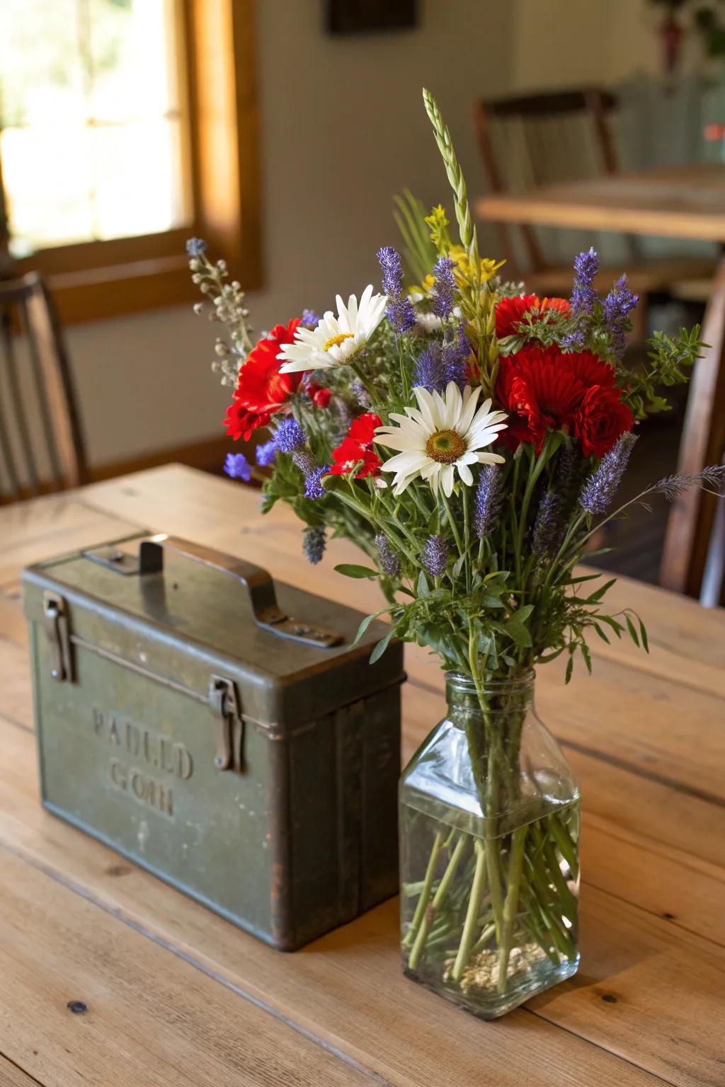 Transform your space with this rustic ammo can flower vase—where craftsmanship meets nature.
