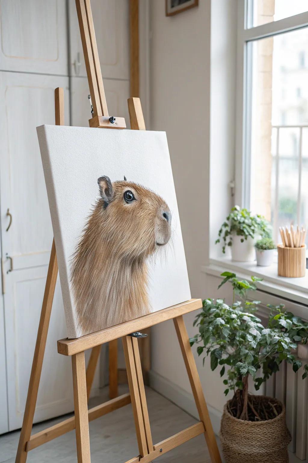 Bring a touch of whimsy to your space with a charming capybara canvas!