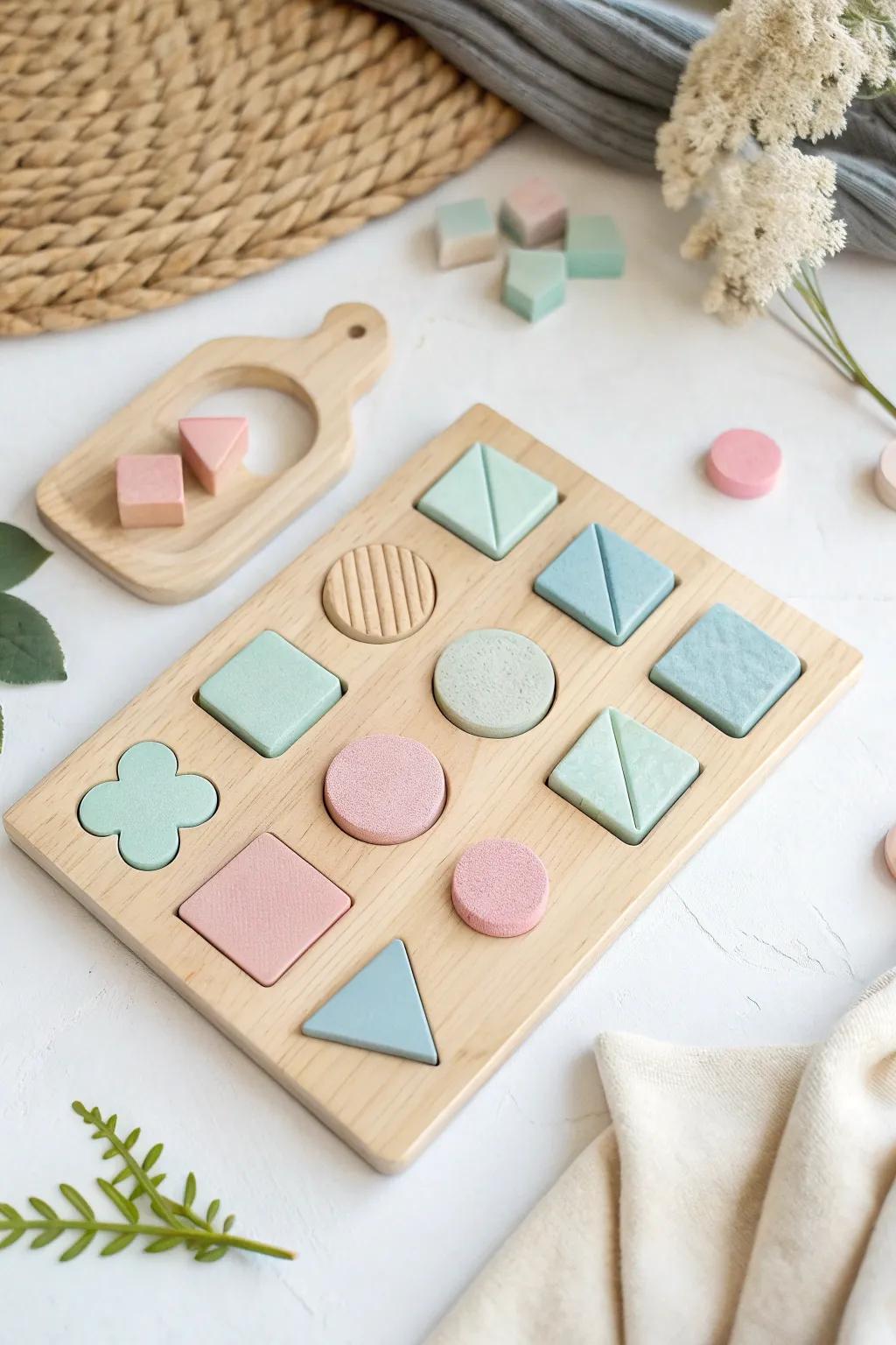 Inspire little minds with this charming and simple shape sorting board—where play meets learning in Scandinavian style.