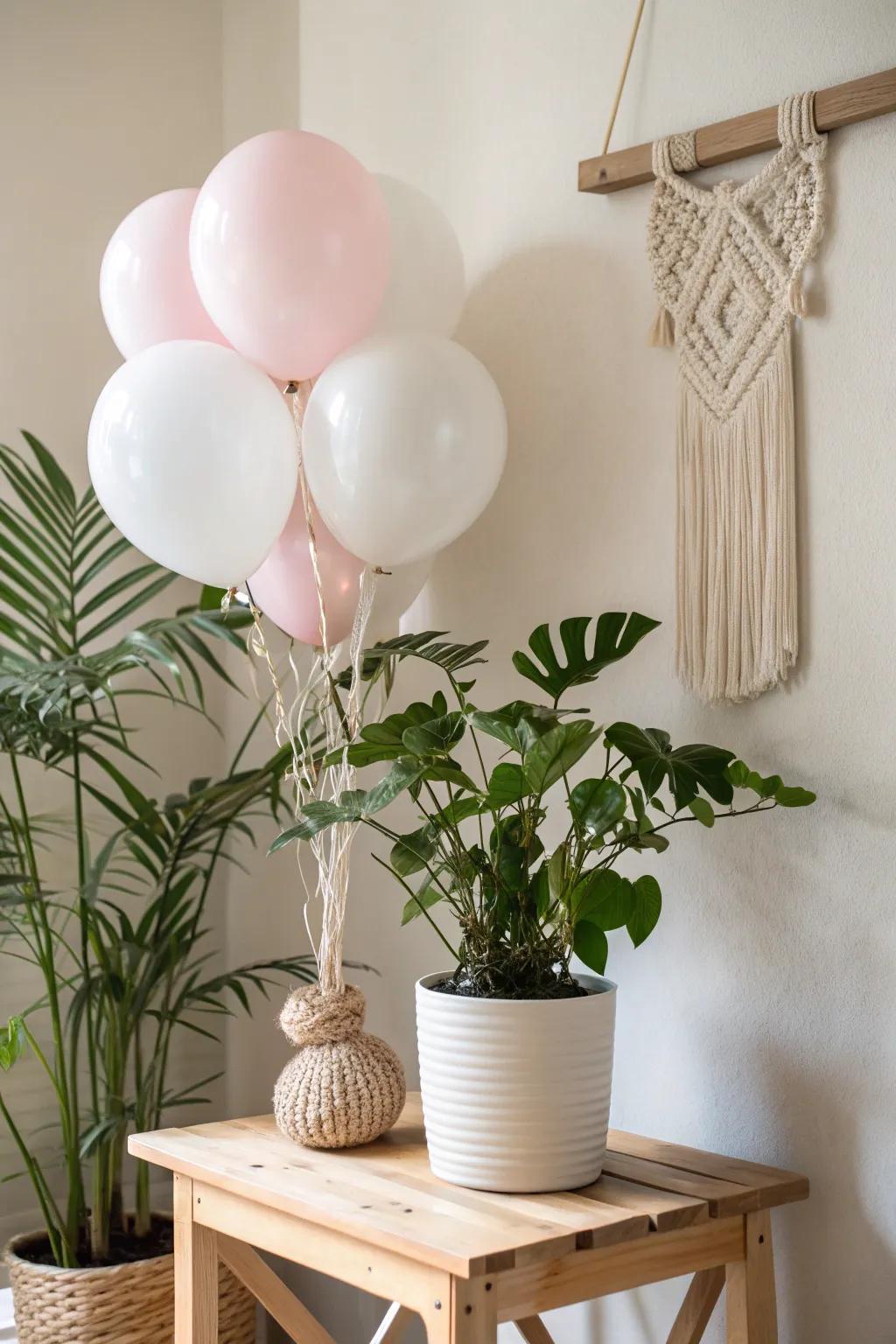 Add a playful touch to your home with these charming balloon-covered planters. Perfect for a minimalist and boho-chic vibe!