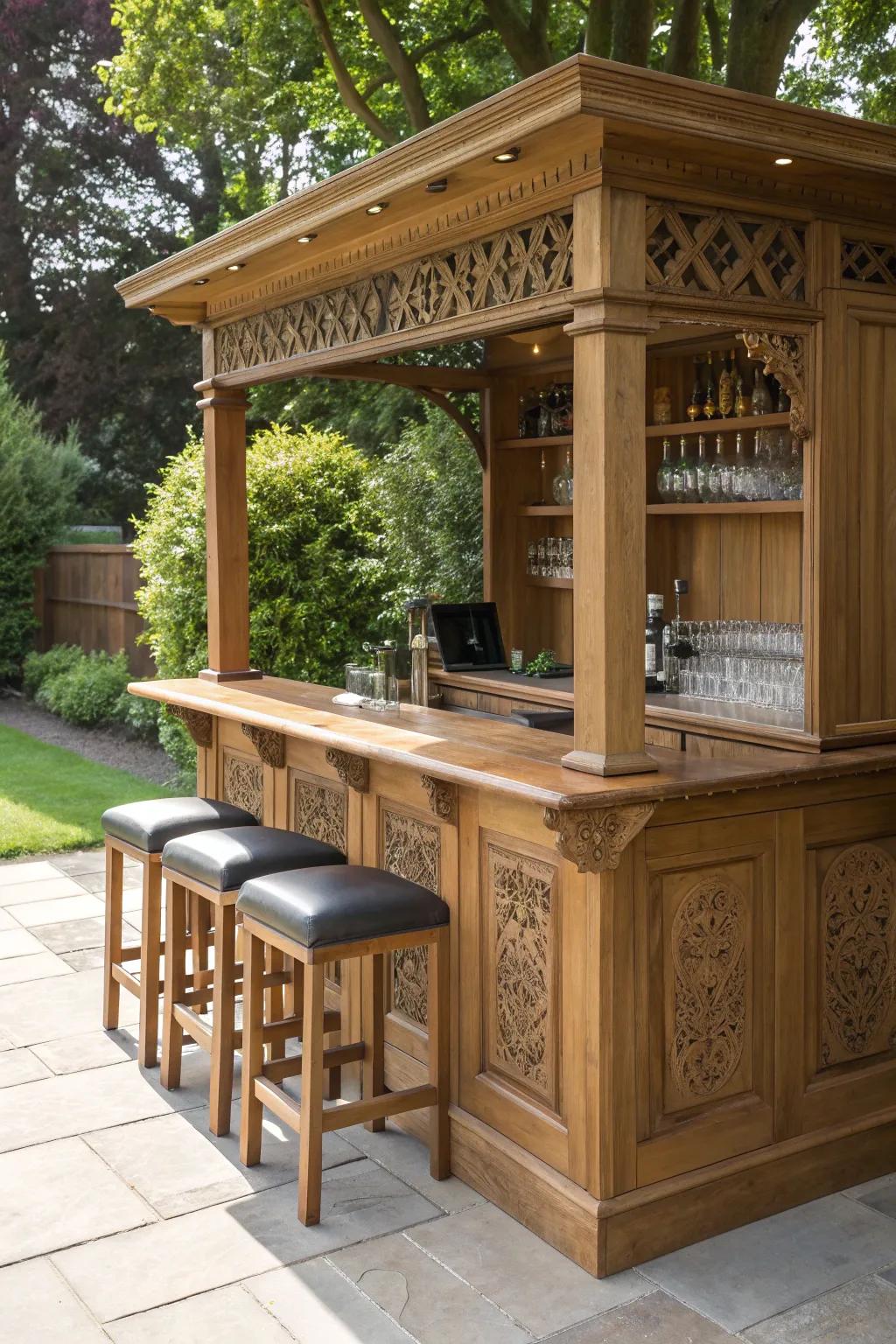 Elevate your entertainment space with a beautifully crafted outdoor bar.
