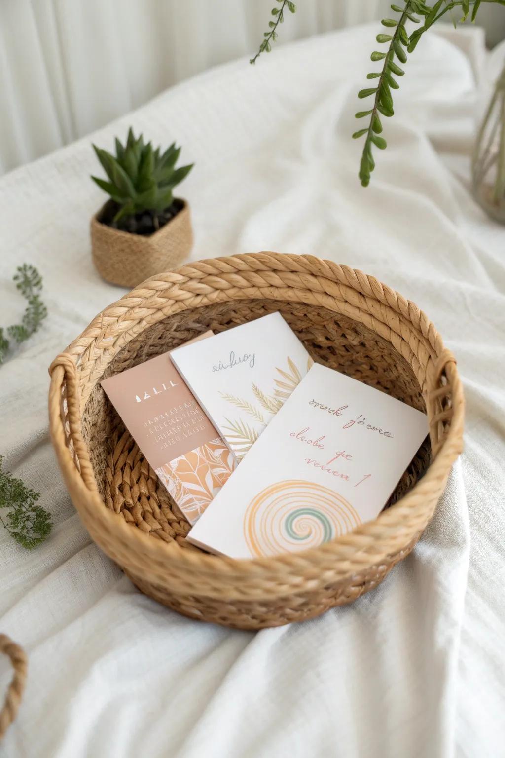 Elevate your space with a basket of inspiration - a daily reminder of positivity and elegance.