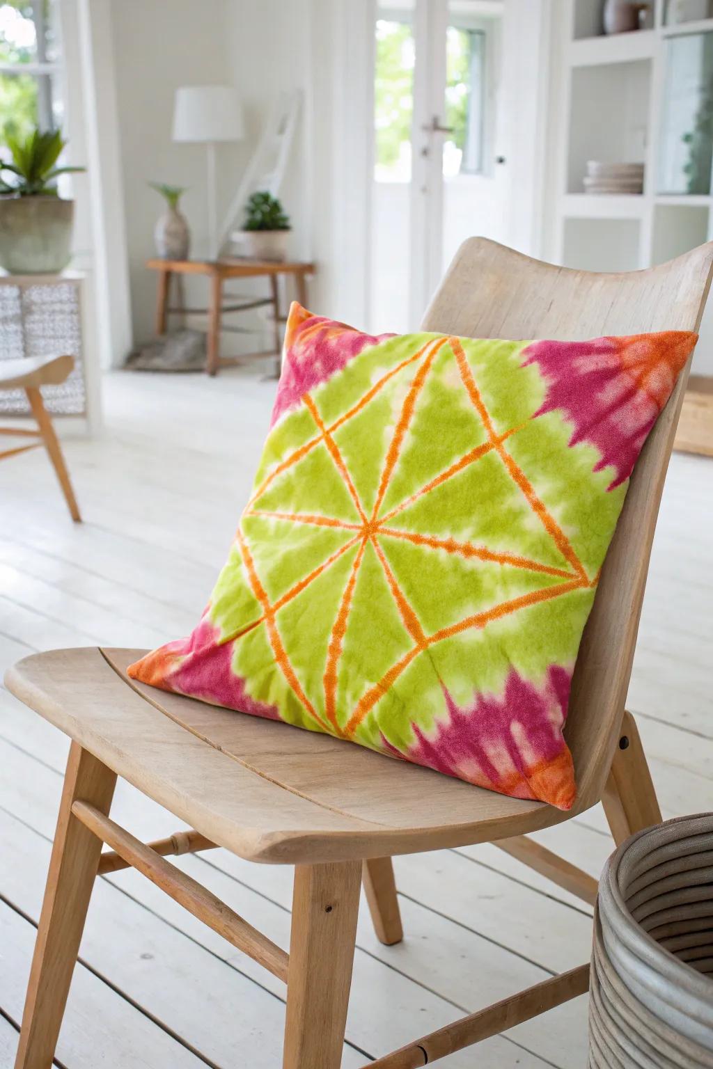Escape to paradise with this vibrant tie-dye masterpiece, bringing a tropical flair to your minimalist space.